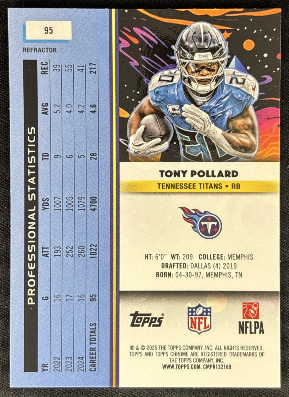 Tony Pollard 2025 Topps Cosmic Chrome Refractor Titans