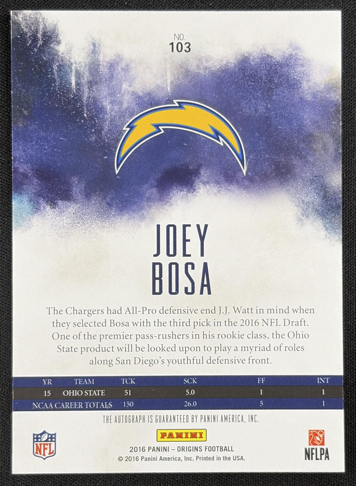 Joey Bosa 2016 Panini Origins Auto Rookie Chargers
