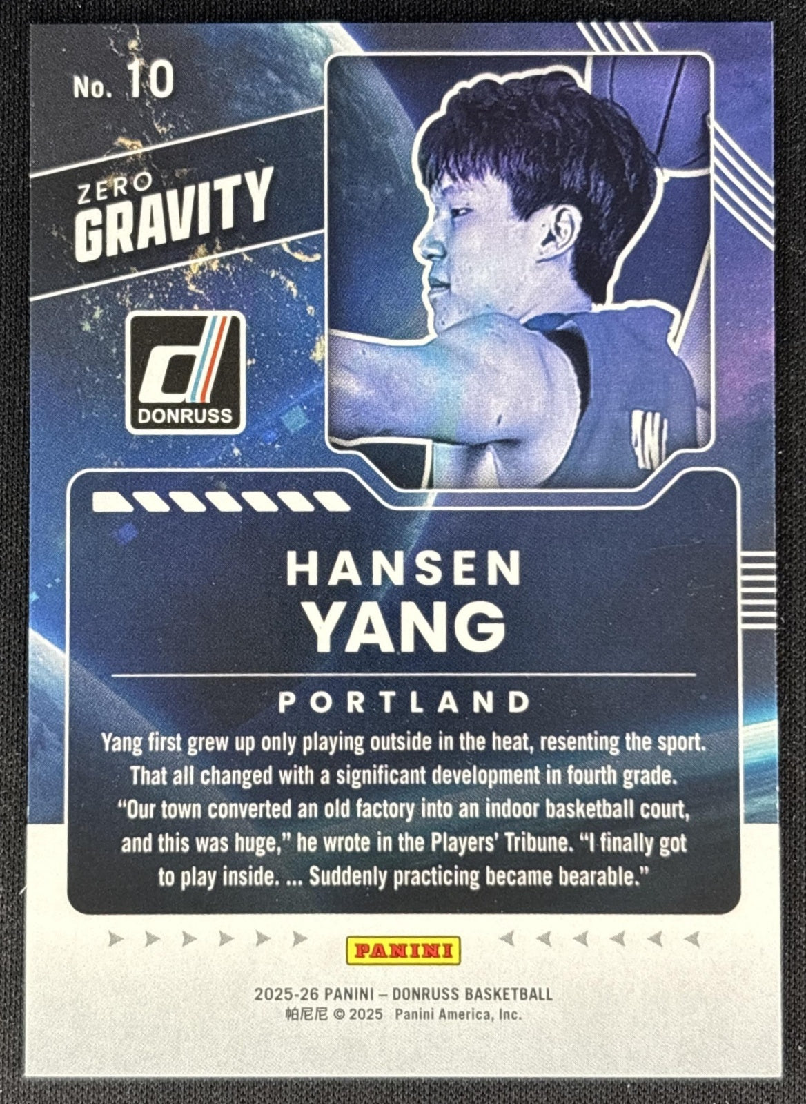Hansen Yang 2025 Panini Donruss Zero Gravity Plaid /75 Trail Blazers Basketball