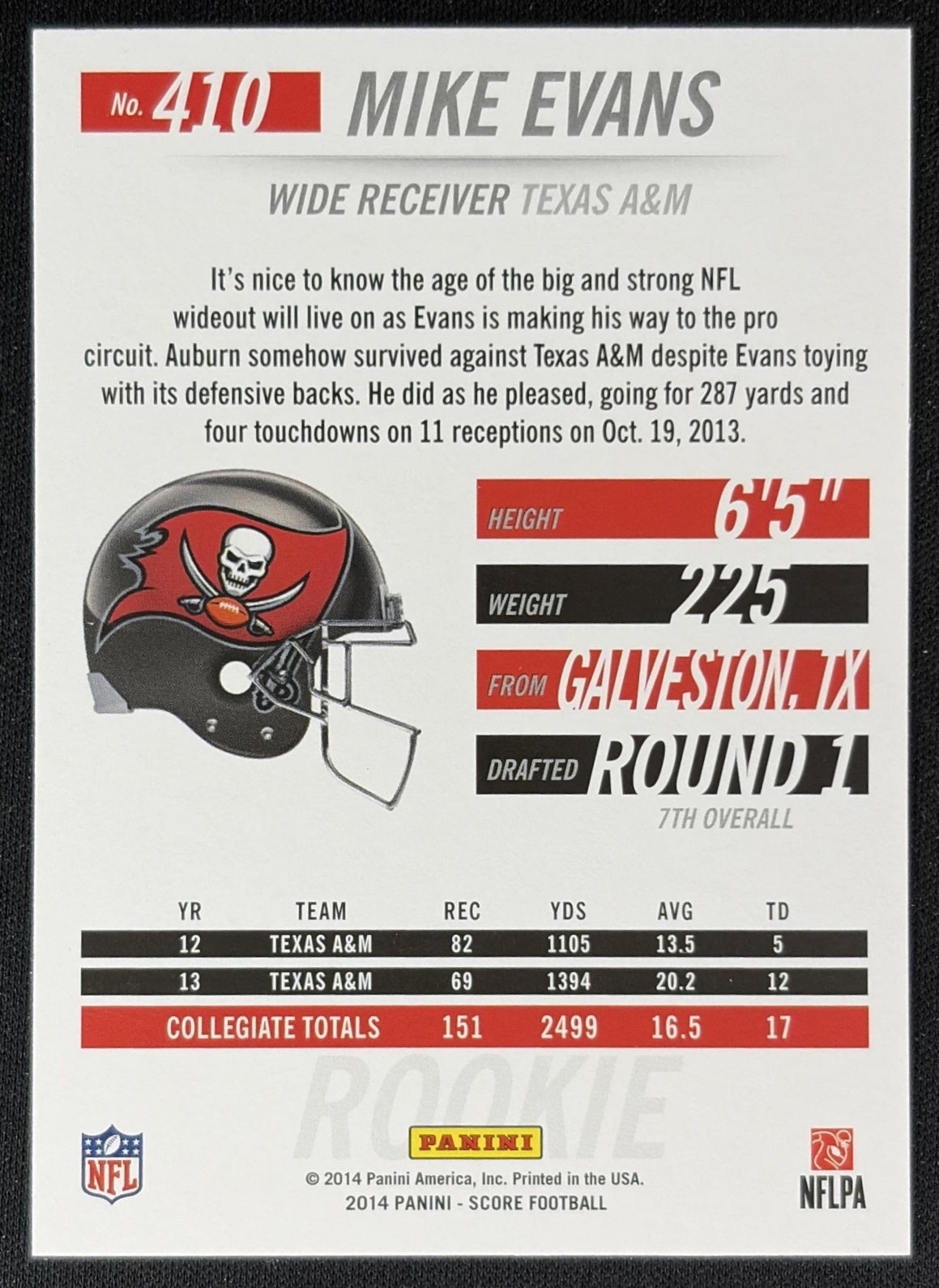 Mike Evans 2014 Panini Score Buccaneers back