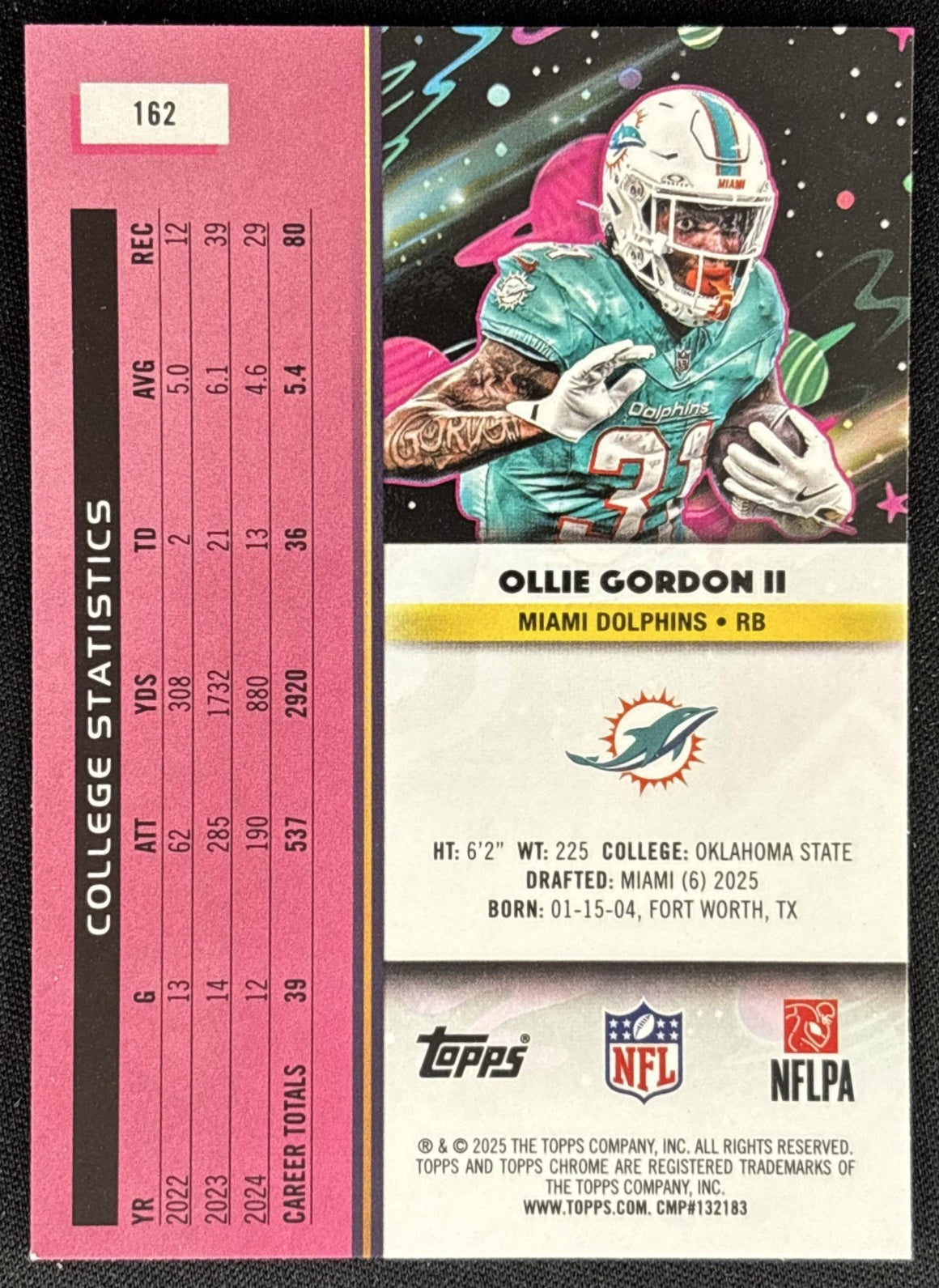 Ollie Gordon II 2025 Topps Cosmic Chrome Dolphins