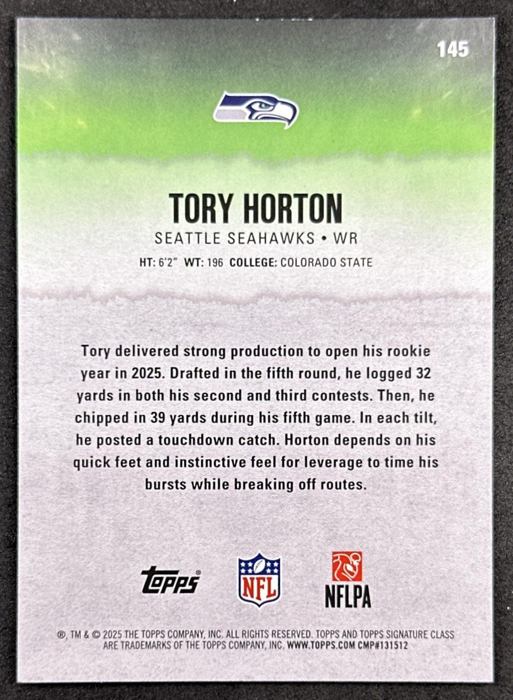 Tory Horton 2025 Topps Signature Class Rookie Seahawks