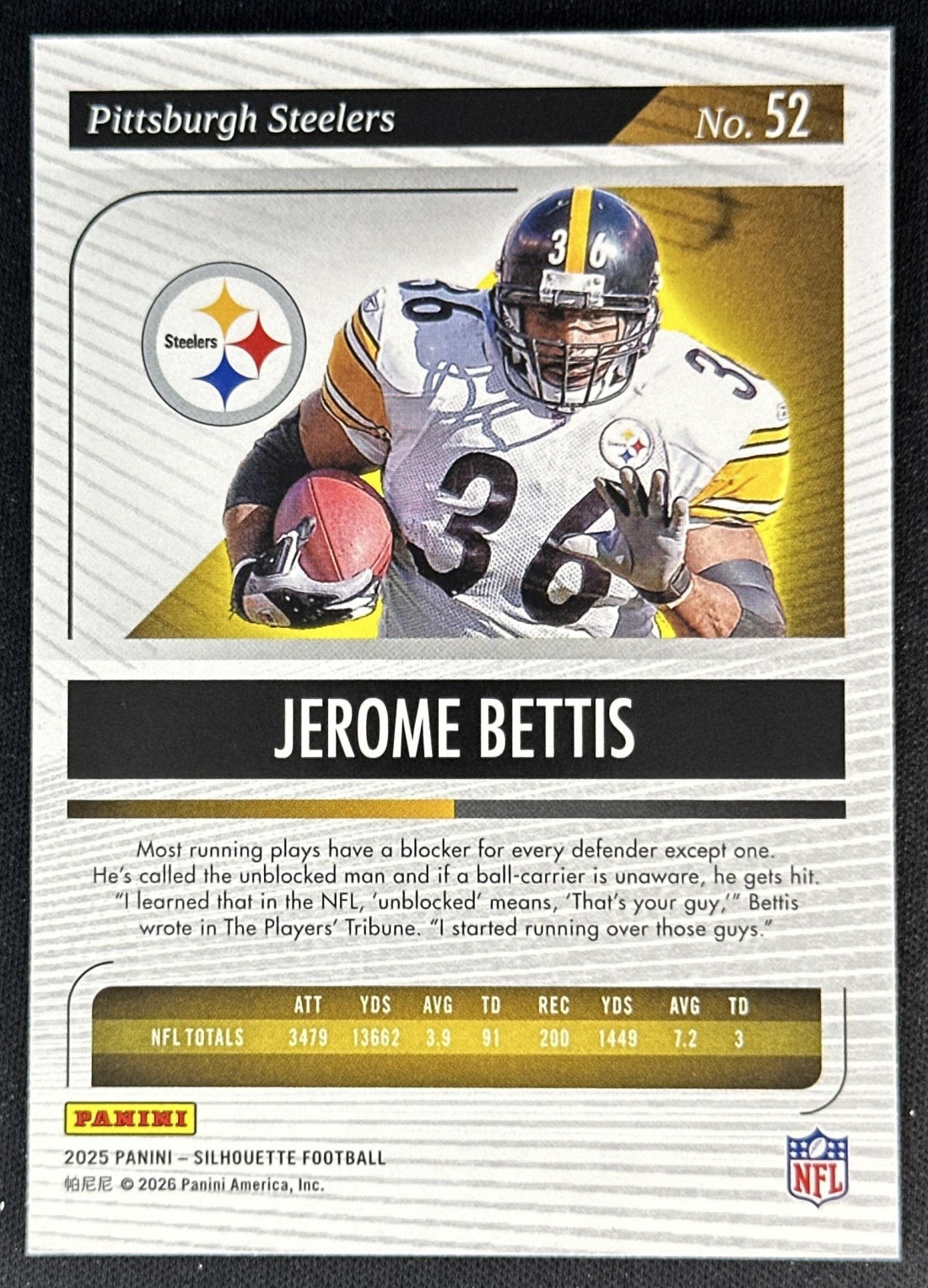 Jerome Bettis 2025 Panini Silhouette Steelers
