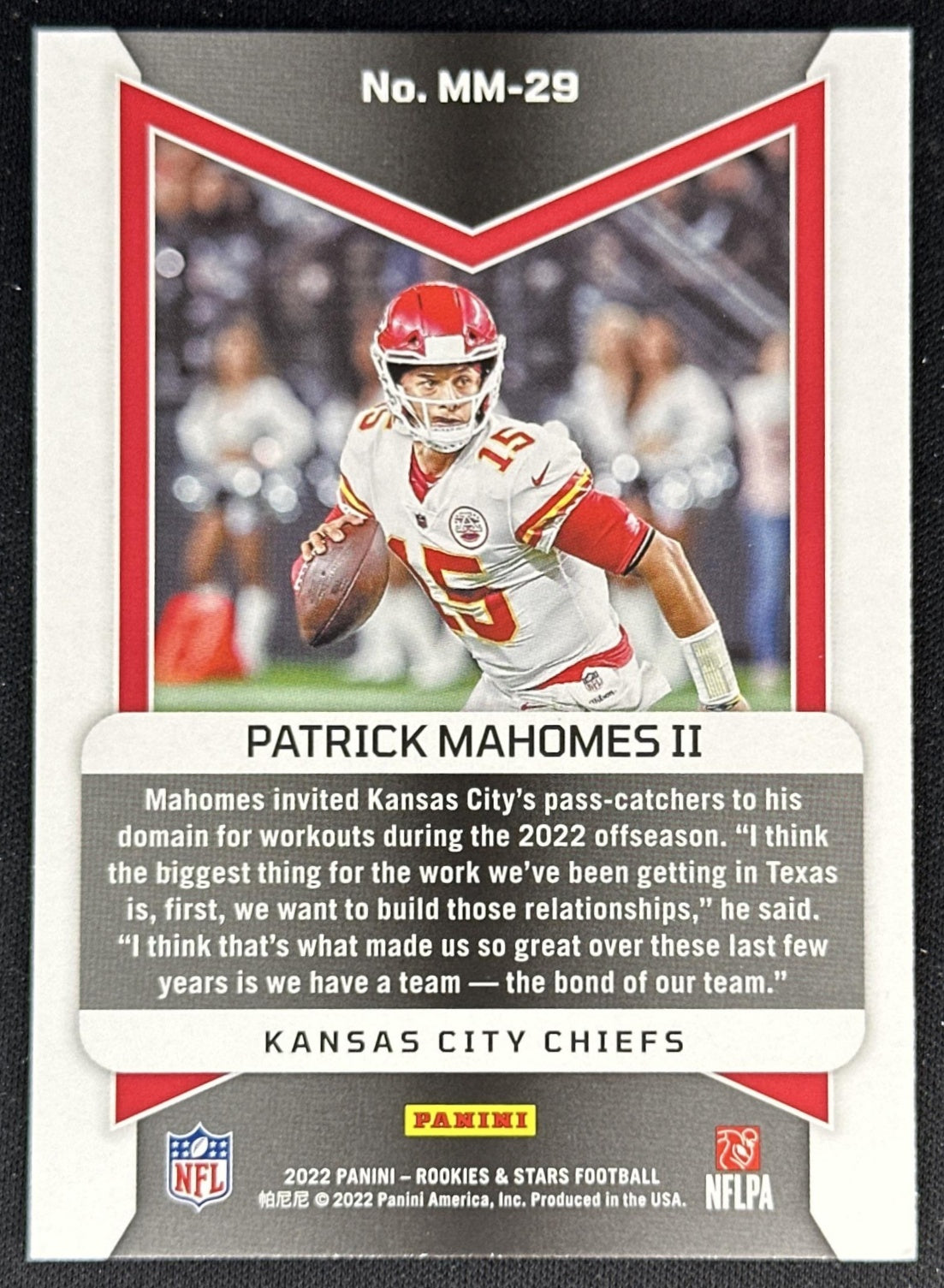 Patrick Mahomes II 2022 Panini Rookies & Stars Man In Motion Chiefs back