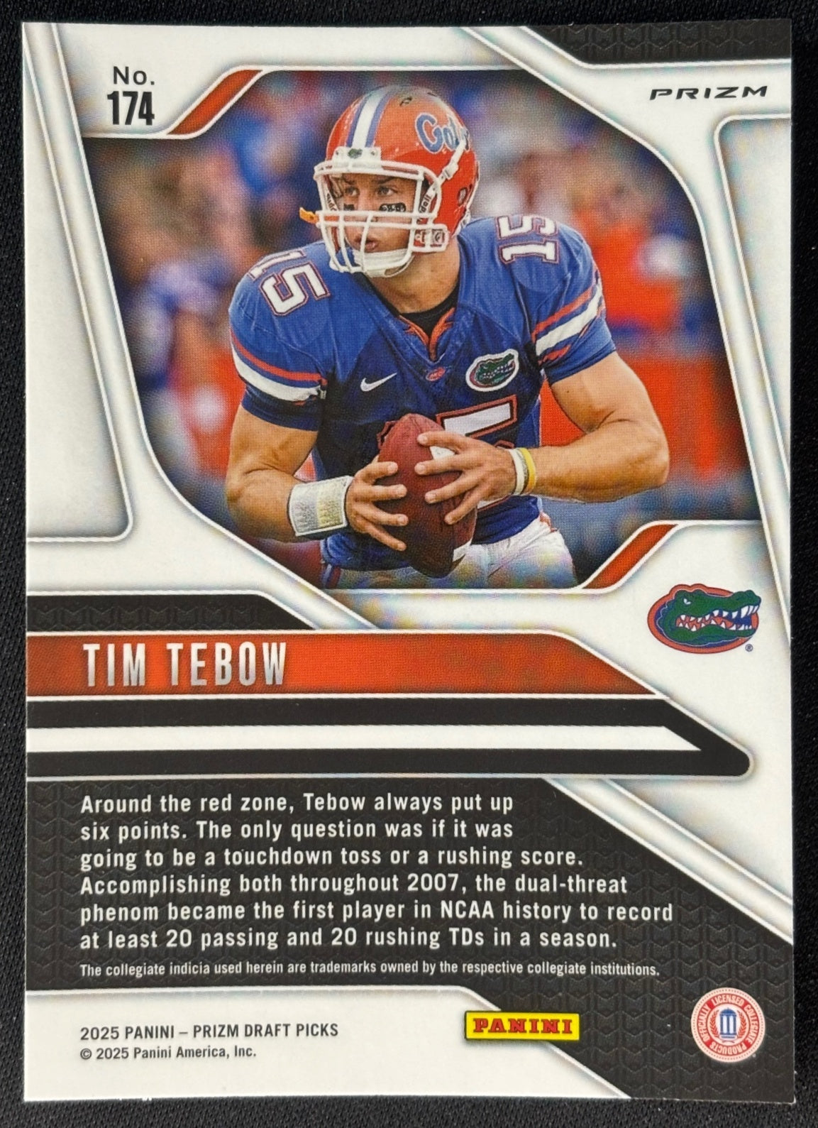 Tim Tebow 2025 Prizm Draft Picks Red Ice Gators Sports Trading Card