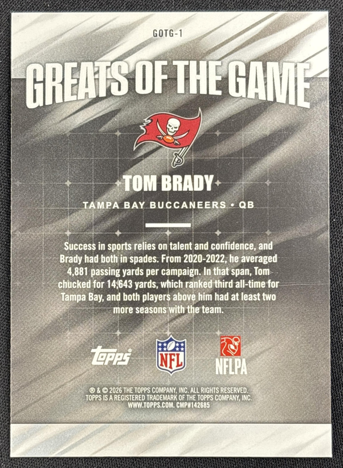 Tom Brady 2026 Topps Greats Of The Game Buccaneers Tampa Bay Buccaneers