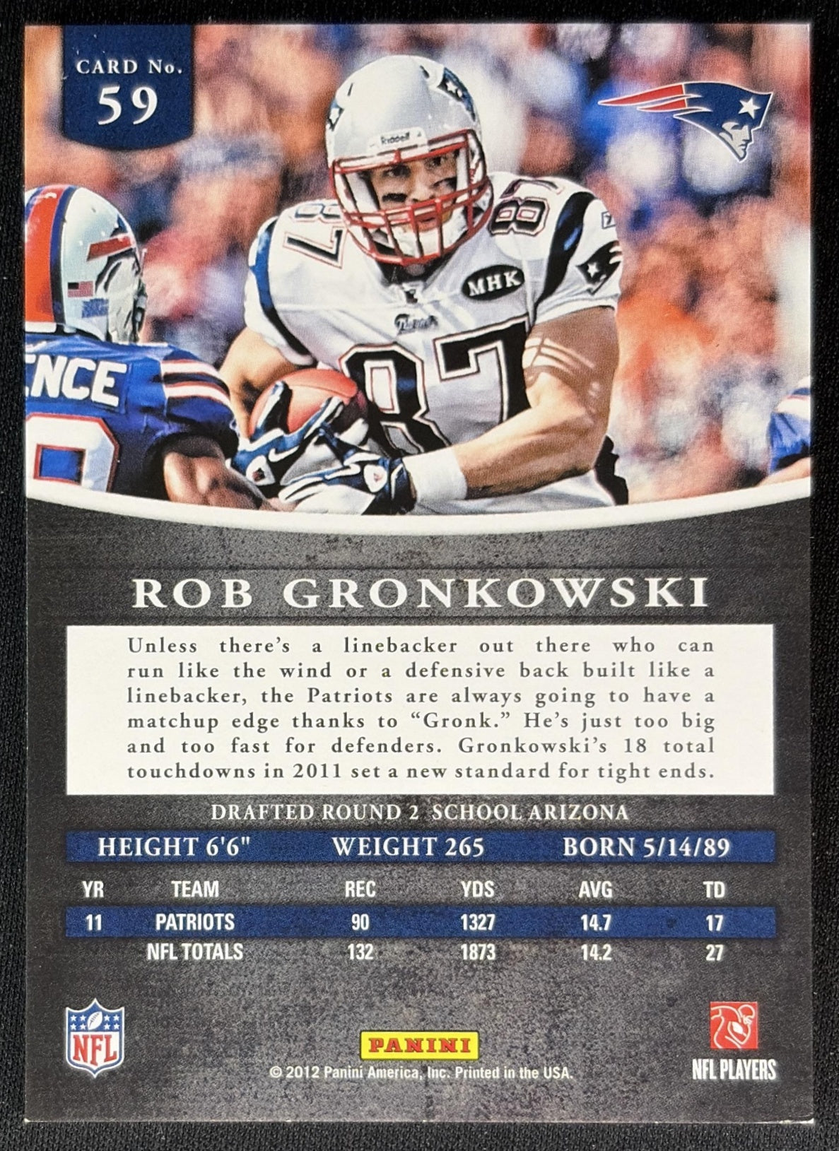 Rob Gronkowski 2012 Panini Prominence Silver /897 Patriots Sports Trading Cards
