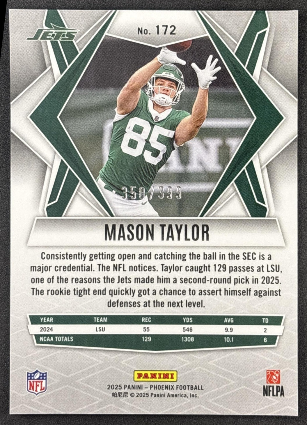 Mason Taylor 2025 Panini Phoenix Red Winter Prizm /399 Jets