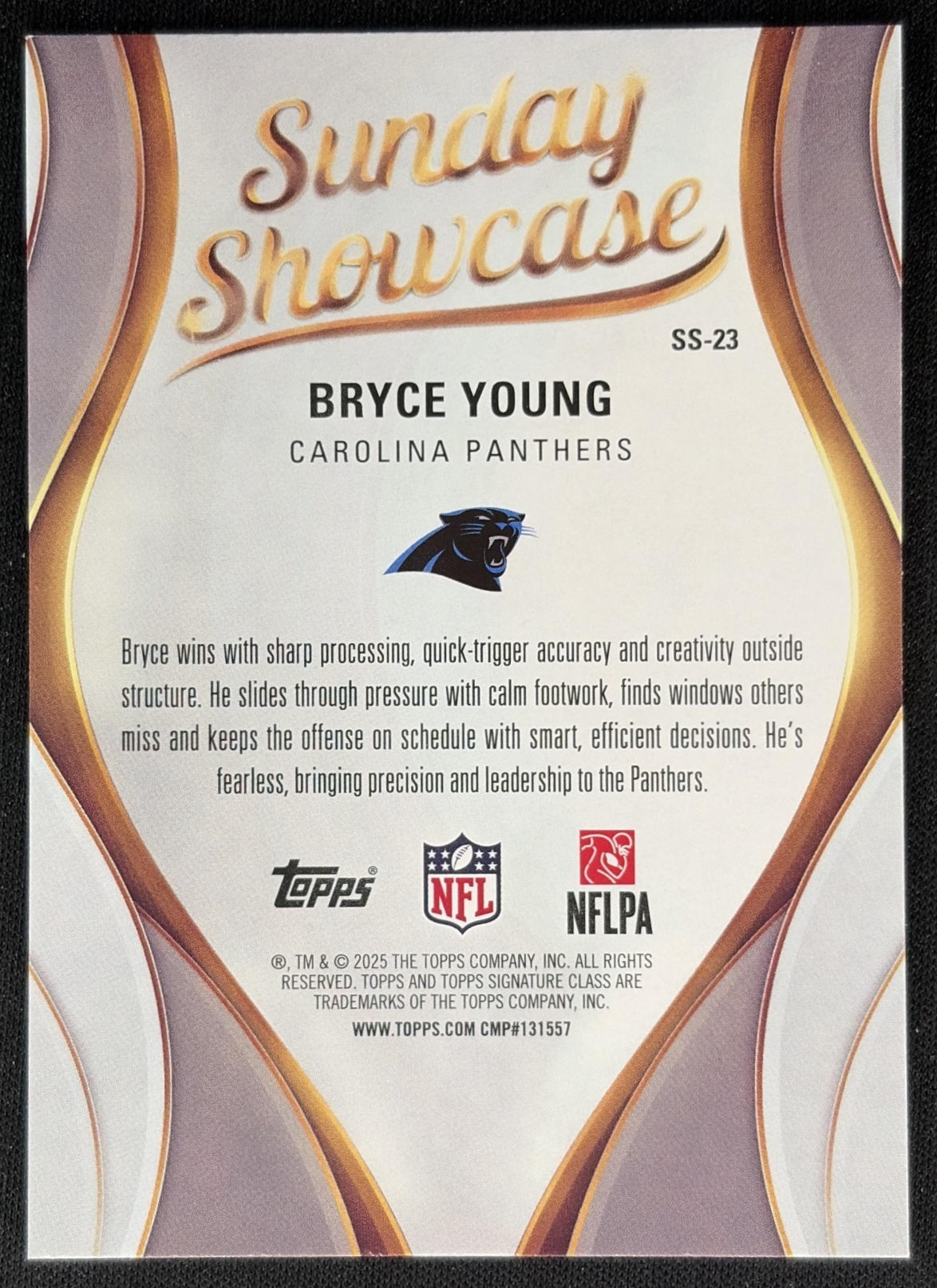 Bryce Young 2025 Topps Signature Class Sunday Showcase Coral Foil /299 Panthers Sports Trading Cards