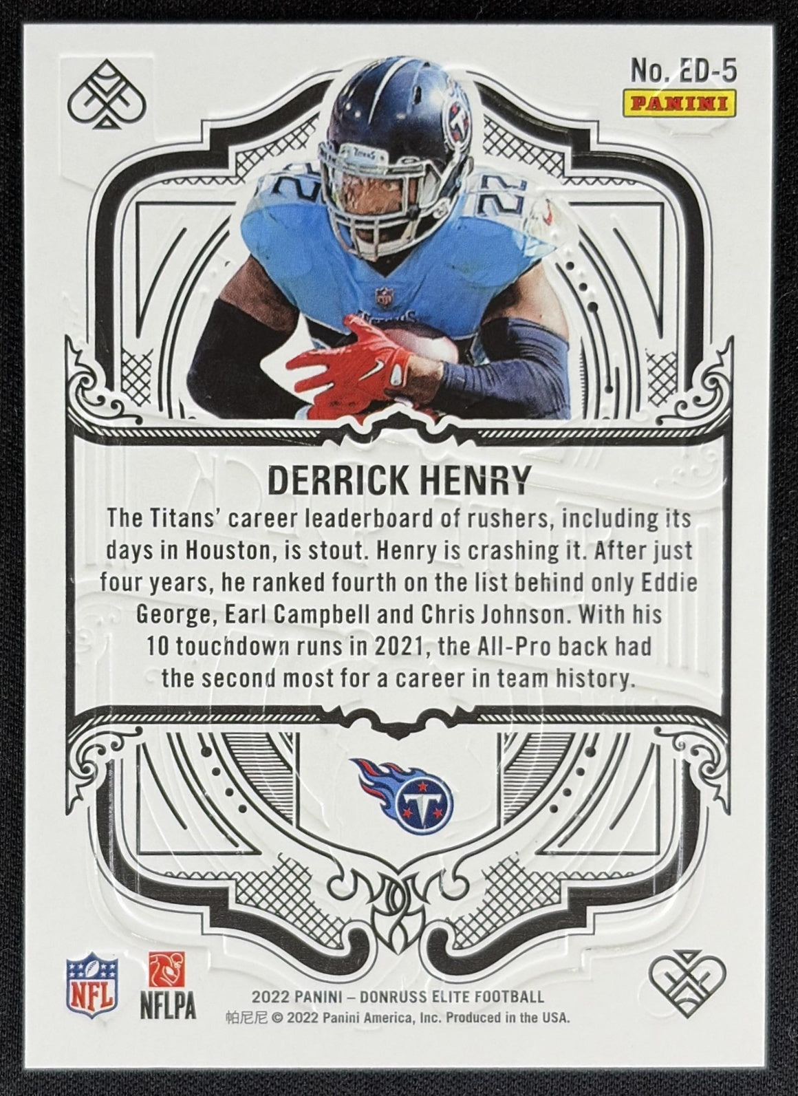 Derrick Henry 2022 Panini Donruss Elite Deck Titans