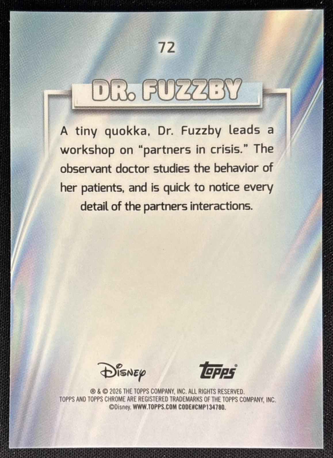 Dr. Fuzzby 2026 Topps Chrome Disney Zootopia 2 back