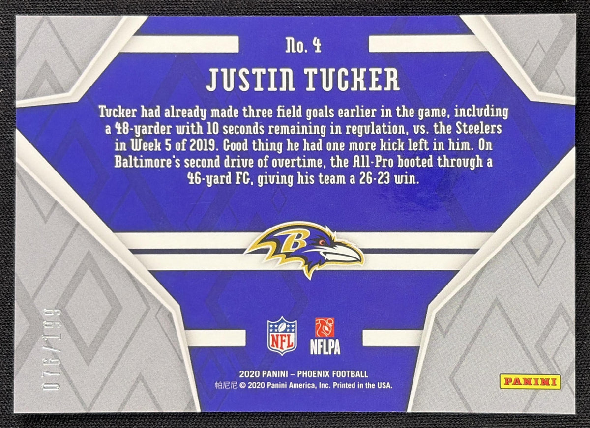 Justin Tucker 2020 Panini Phoenix Game Over Pink /199 Ravens