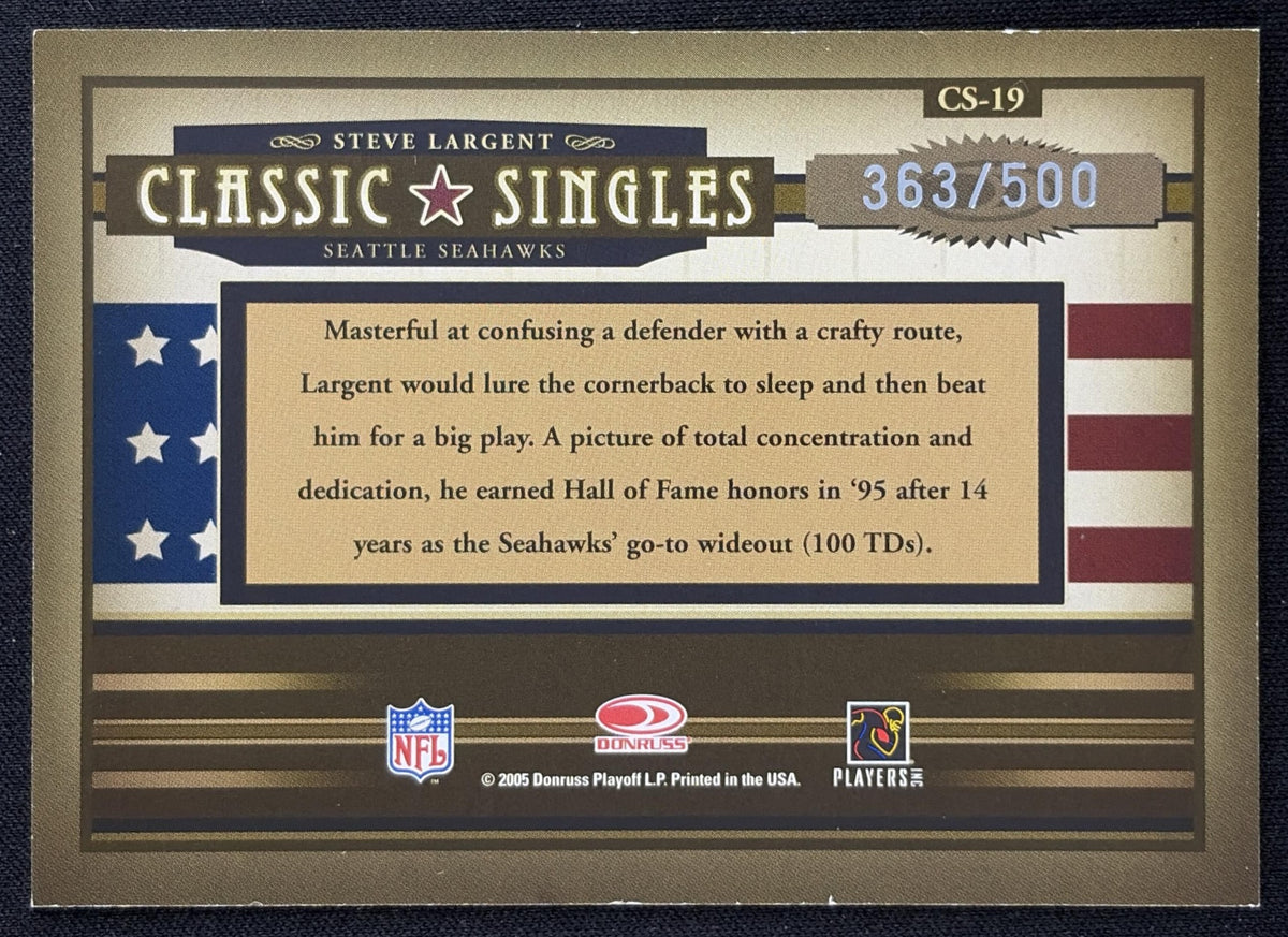 Steve Largent 2005 Donruss Classics Classic Singles Silver /500 Seahawks