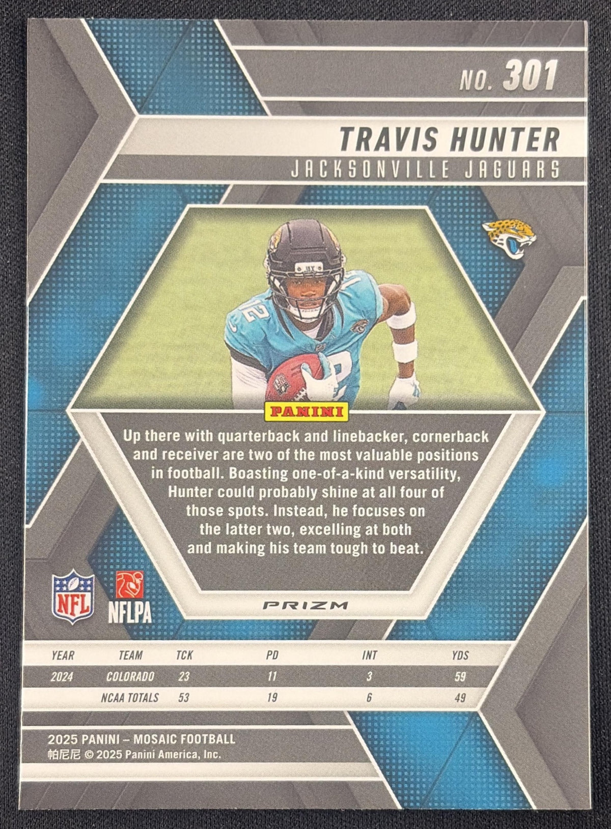 Travis Hunter 2025 Panini Mosaic Rookies Mosaic Prizm Jaguars Jacksonville Jaguars