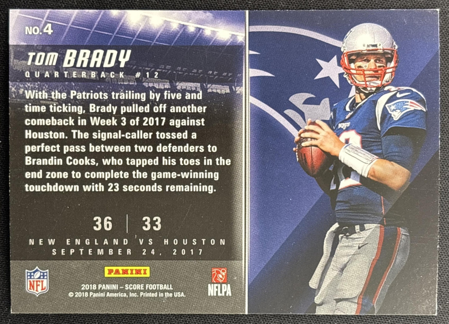 Tom Brady 2018 Panini Score Scoreboard Patriots Sports Trading Cards