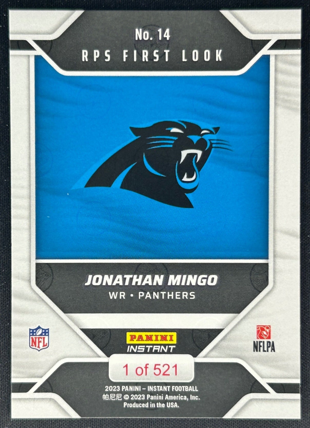 Jonathan Mingo 2023 Panini Instant NFL RPS First Look Panthers Sports Trading Cards