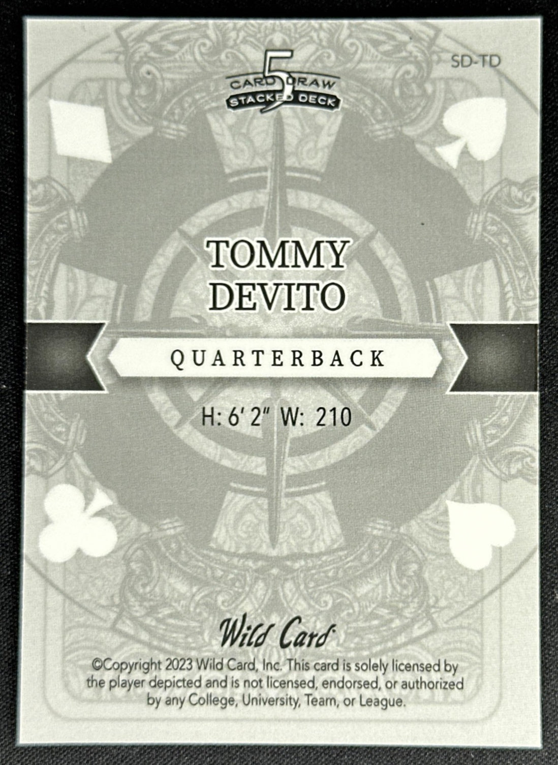 Tommy Devito 2023 5 Card Draw Stacked Deck Jack of Clubs Rainbow Orange /5 Giants