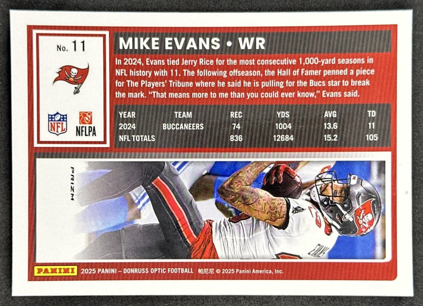Mike Evans 2025 Panini Donruss Optic Stars Prizm Buccaneers back