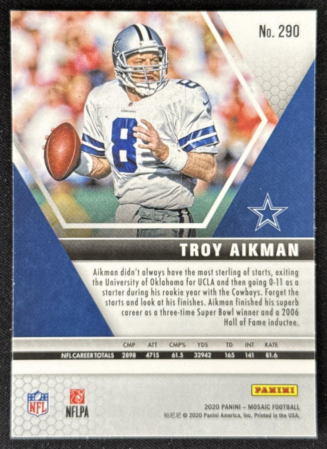 Troy Aikman 2020 Panini Mosaic Cowboys Sports Trading Card