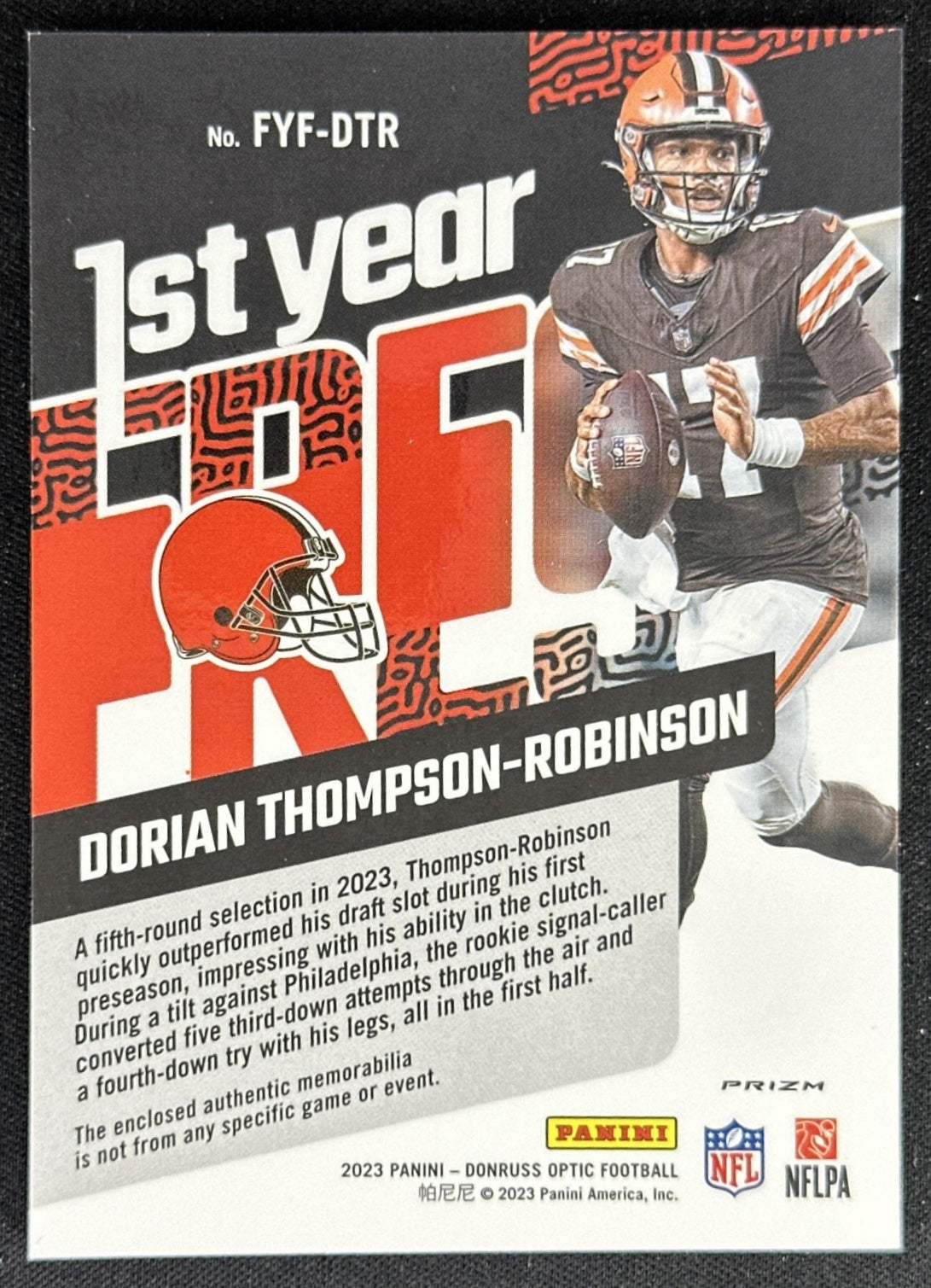 Dorian Thompson-Robinson 2023 Donruss Optic First Year Fresh Blue Hyper Browns