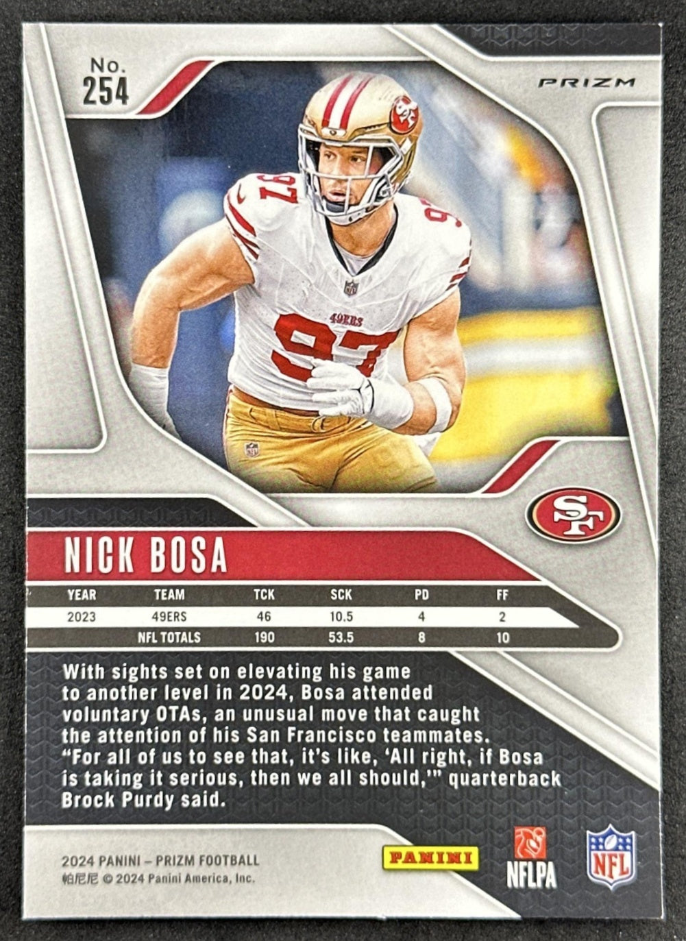 Nick Bosa 2024 Panini Prizm Green Wave 49ers Sports Trading Cards