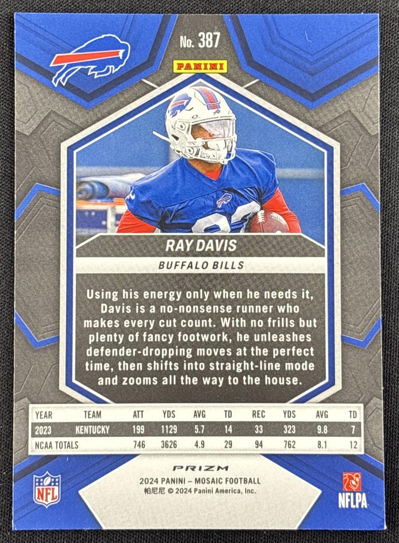Ray Davis 2024 Panini Mosaic Red Sparkle Prizm Bills