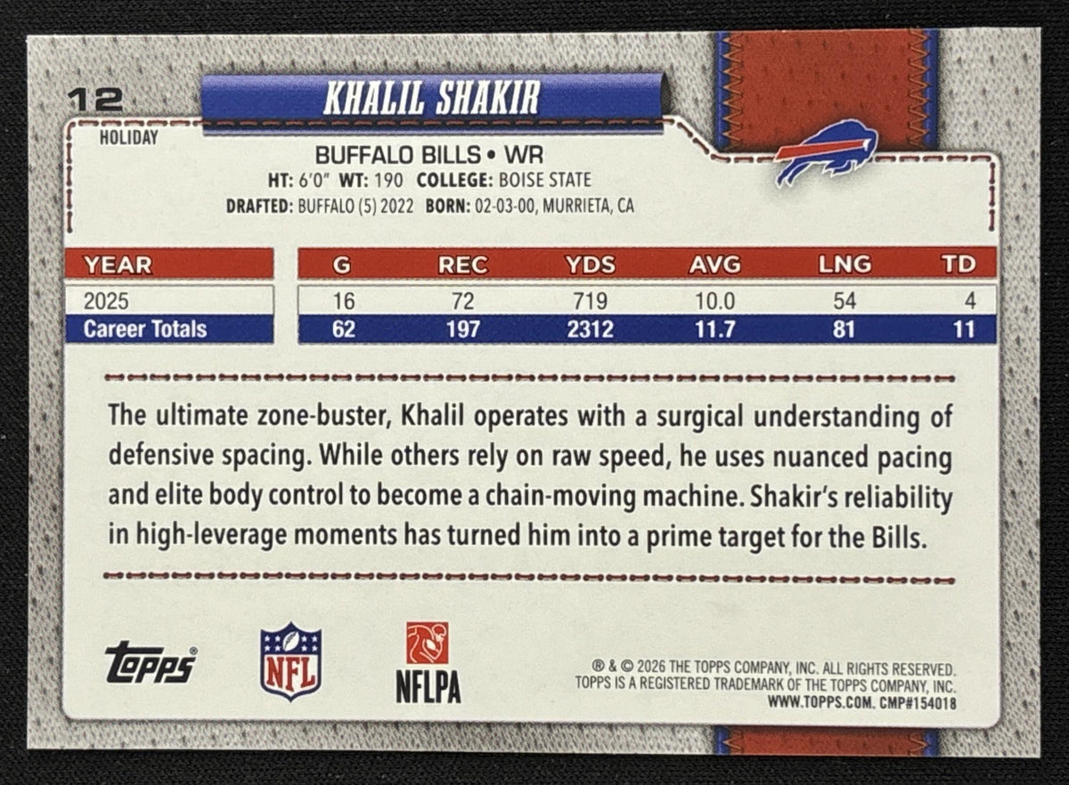 Khalil Shakir 2026 Topps Holiday Glitter Bills | Buffalo Bills