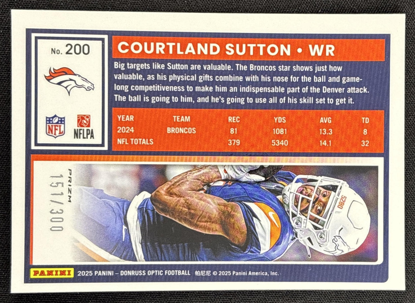Courtland Sutton 2025 Panini Donruss Optic Wave Prizm /300 Broncos