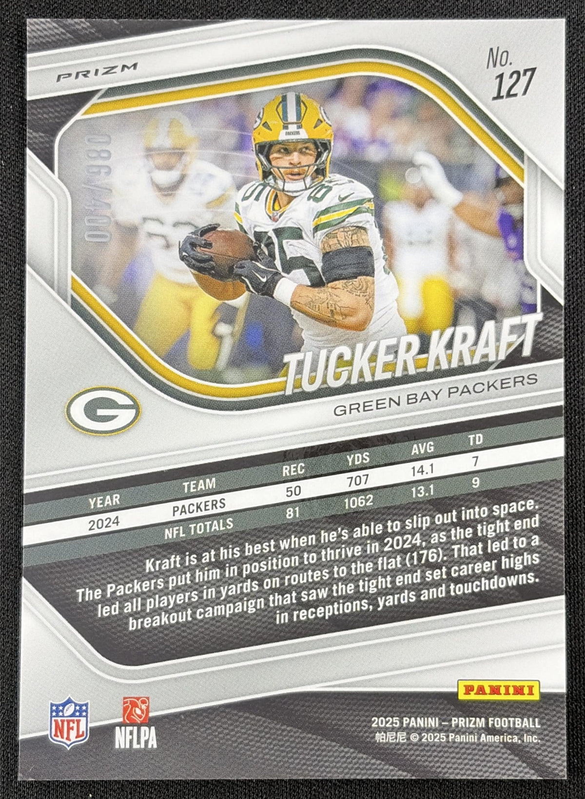 Tucker Kraft 2025 Panini Prizm Pandora /400 Packers