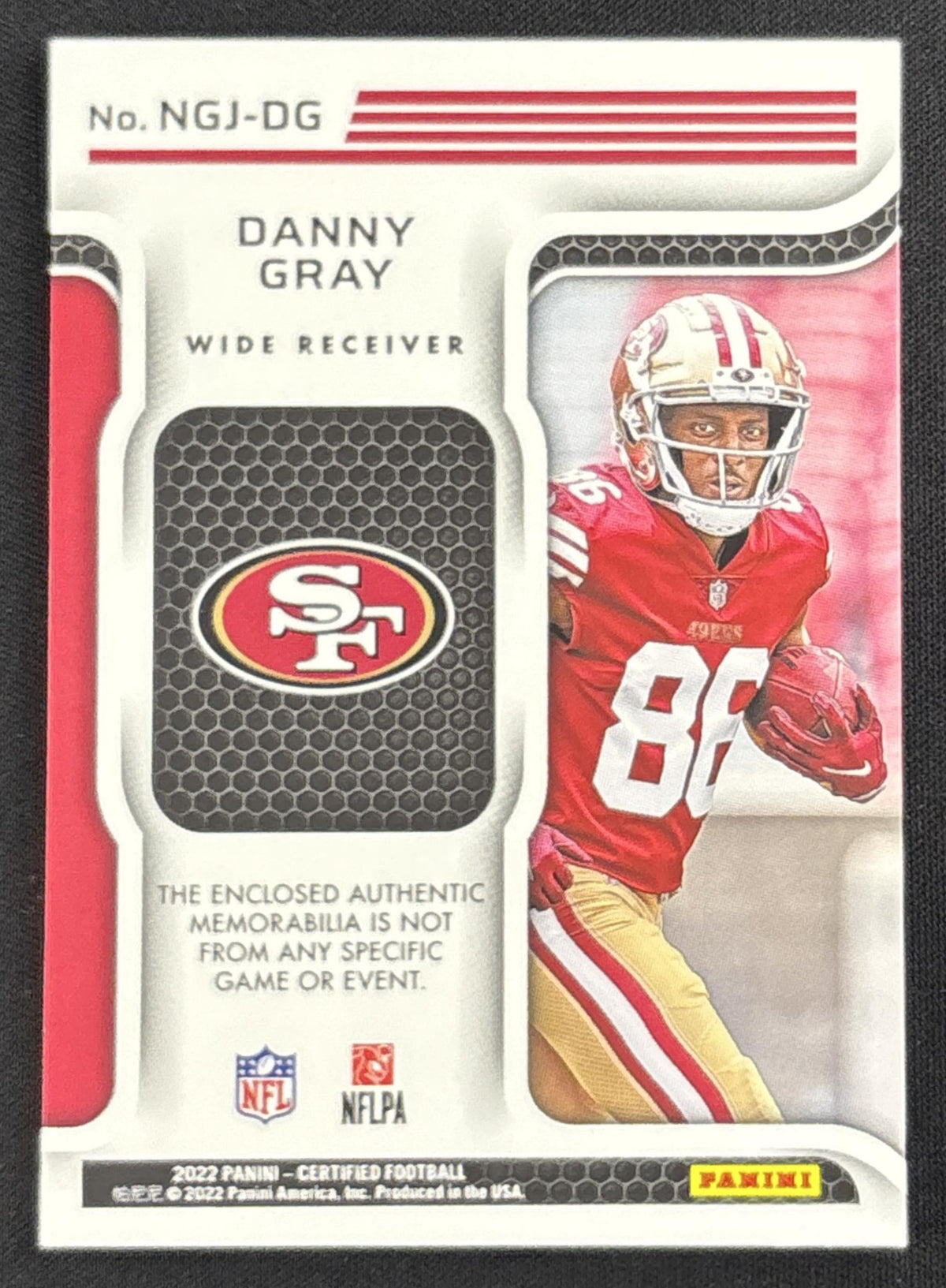 Danny Gray 2022 Panini Certified New Generation Jerseys Mirror Orange /249 49ers