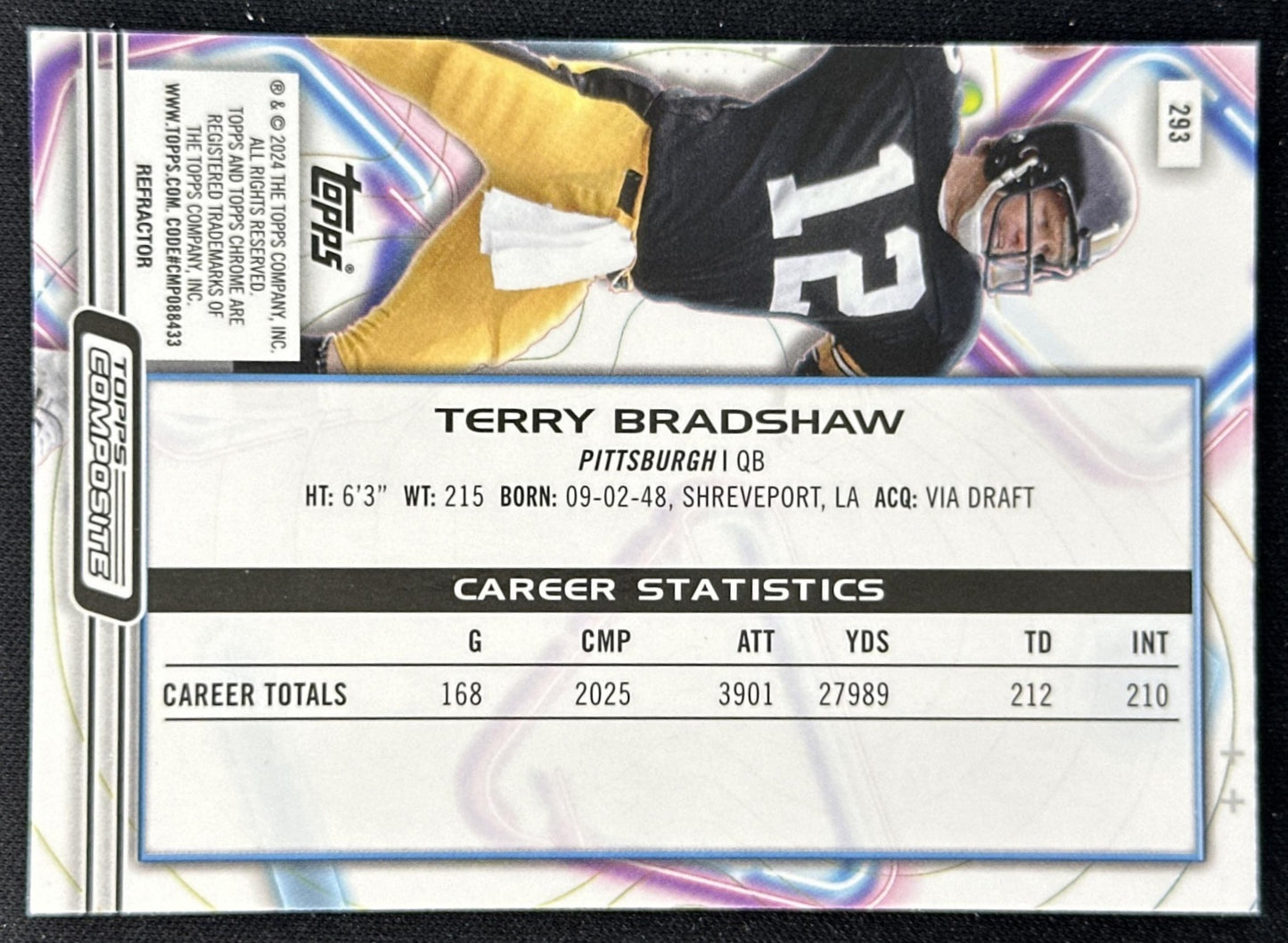 Terry Bradshaw 2023 Topps Composite Cosmic Chrome Refractor Steelers back