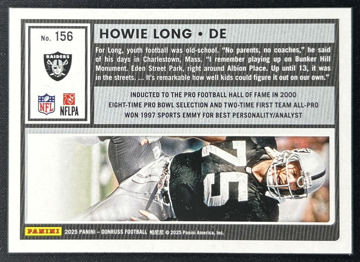 Howie Long 2025 Panini Donruss Season Stat Line /130 Raiders