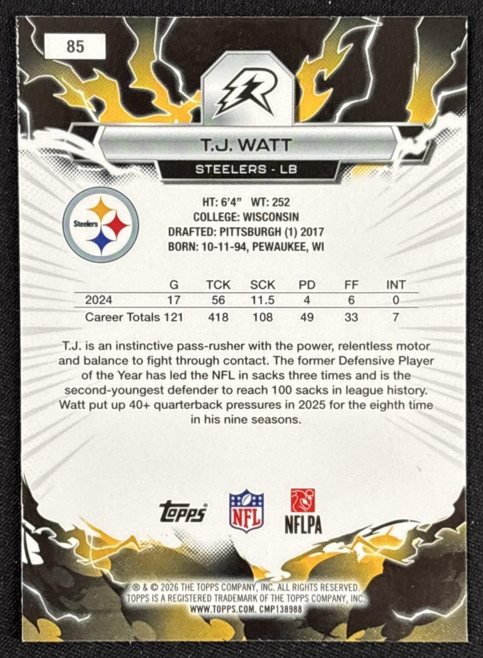 T.J. Watt 2025 Topps Resurgence White Surge Refractor /125 Steelers