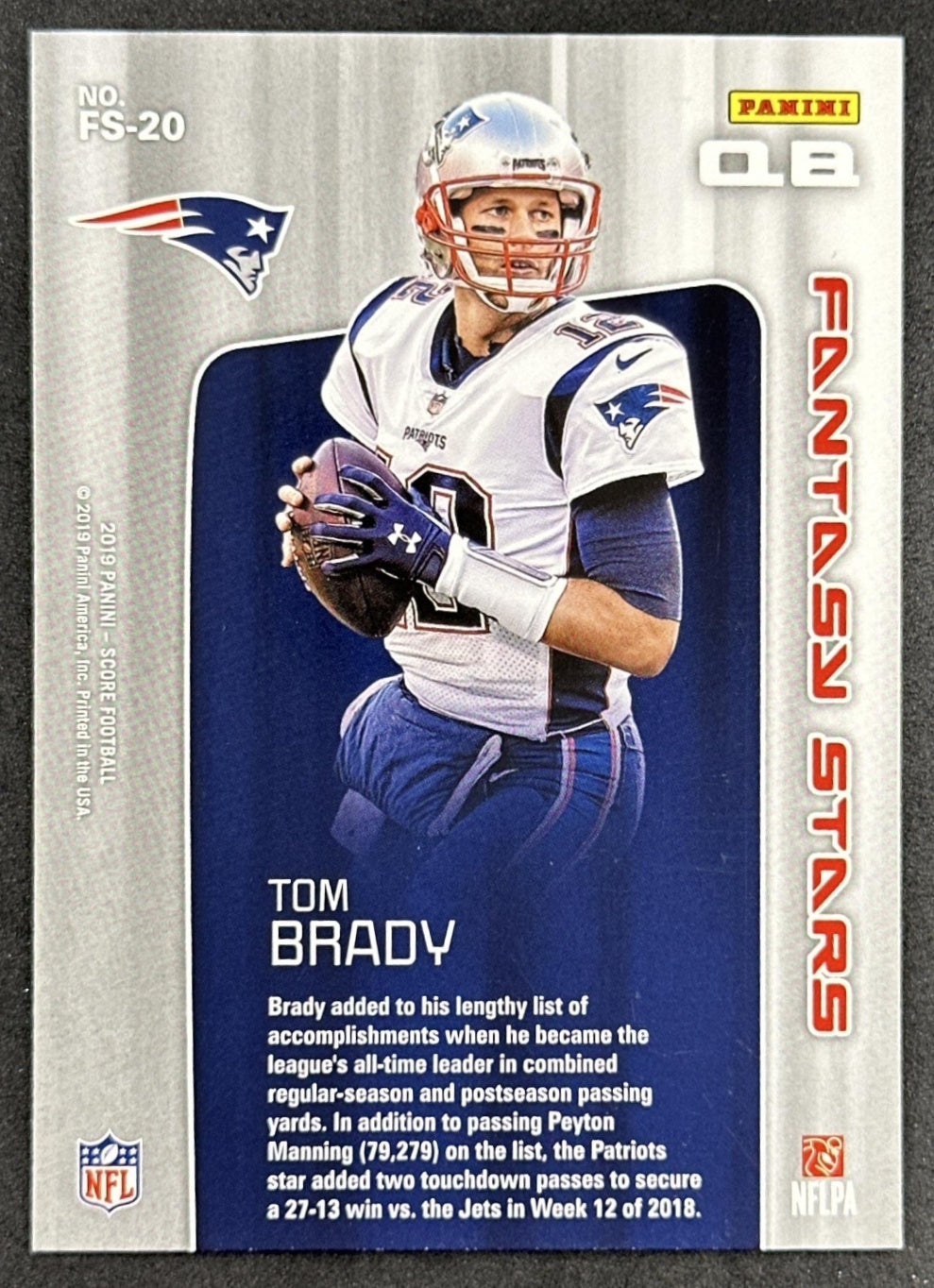 Tom Brady 2019 Panini Score Fantasy Stars Patriots