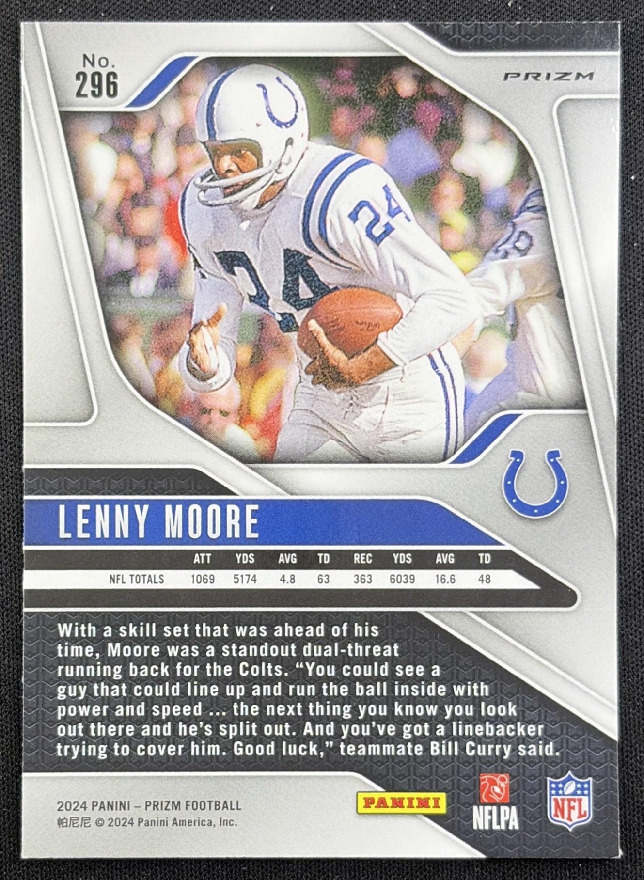 Lenny Moore 2024 Panini Prizm Green Wave Colts back