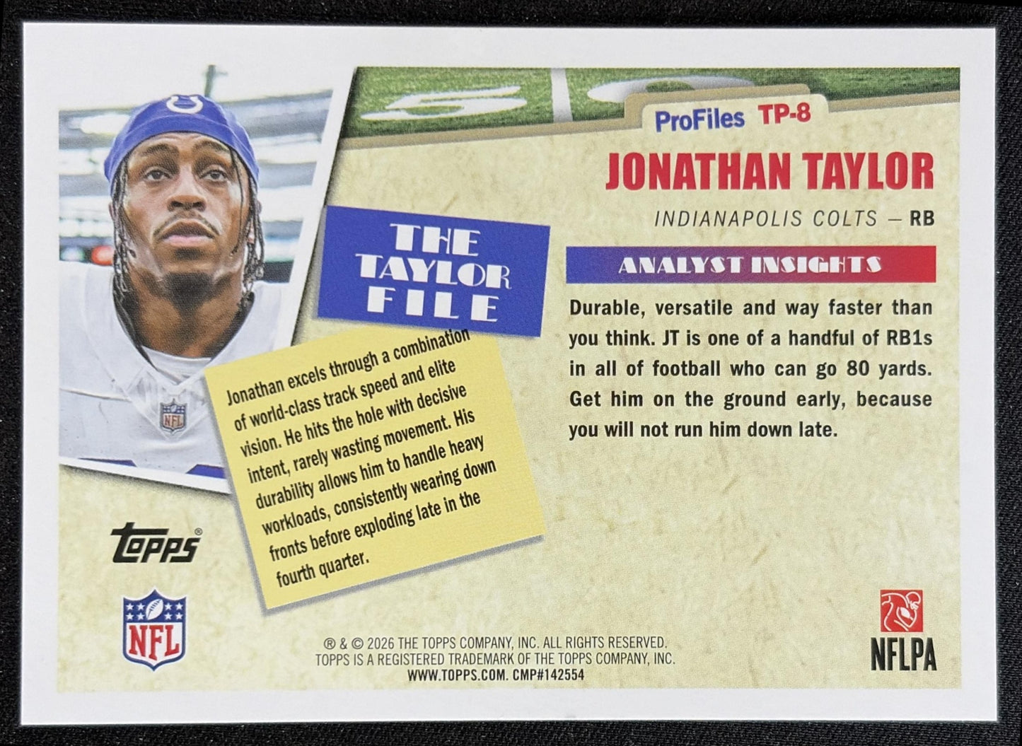 Jonathan Taylor 2026 Topps Profiles Colts back