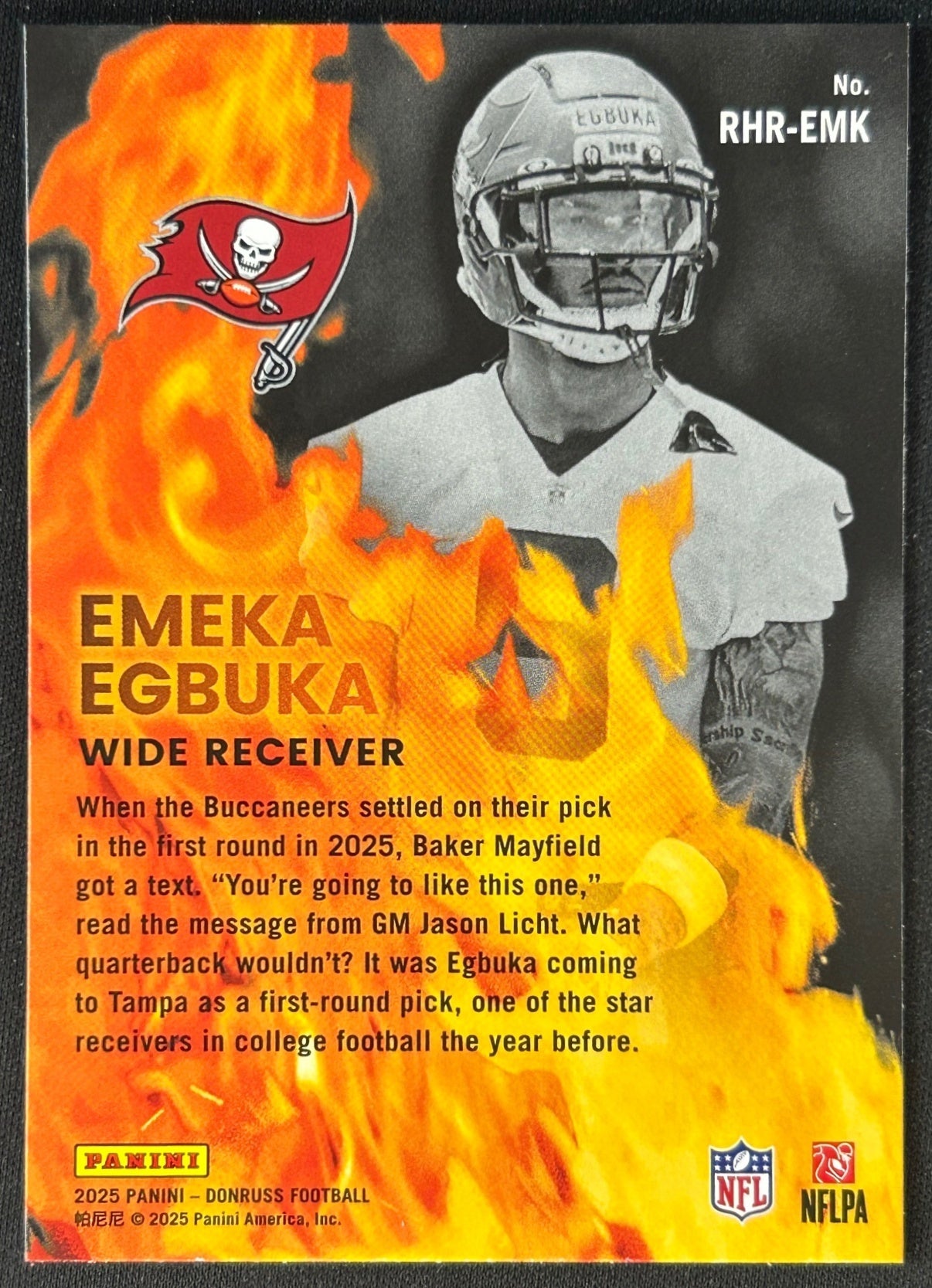 Emeka Egbuka 2025 Donruss Red Hot Rookies Buccaneers Sports Trading Card