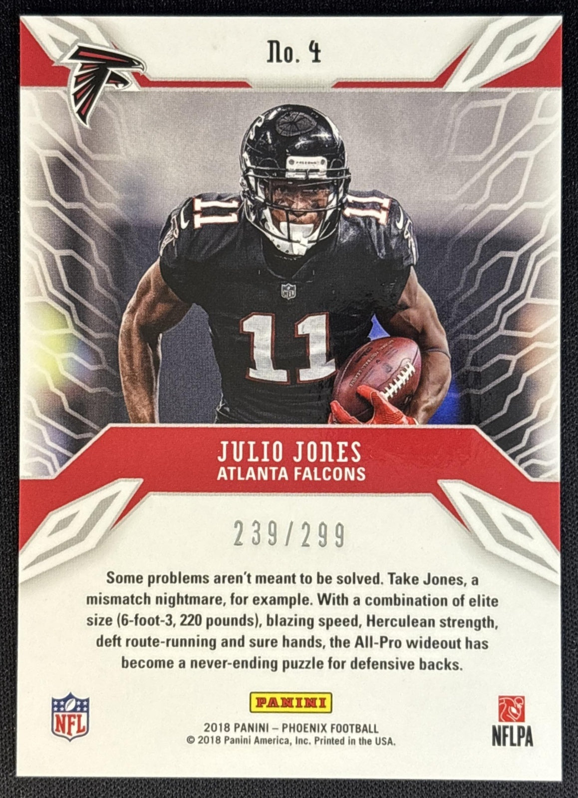 Julio Jones 2018 Panini Phoenix Adrenaline Rush Red /299 Falcons back