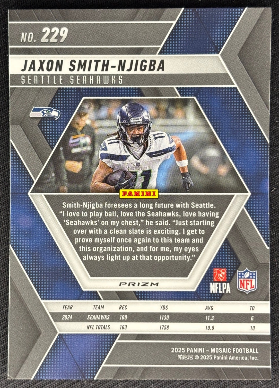 Jaxon Smith-Njigba 2025 Mosaic Silver Prizm Seahawks Sports Trading Cards