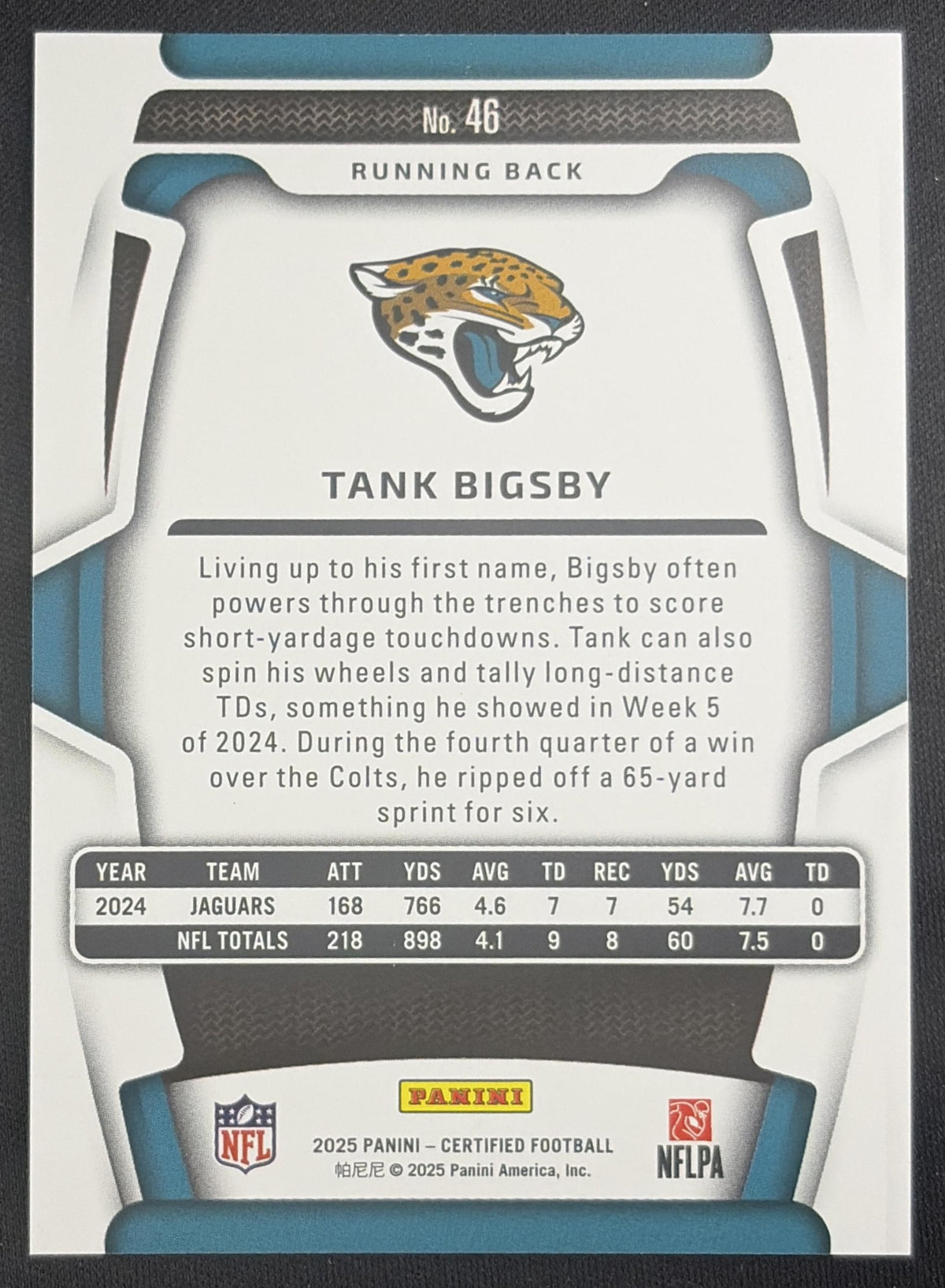 Tank Bigsby 2025 Panini Certified Mirror Orange /150 Jaguars Sports Trading Card