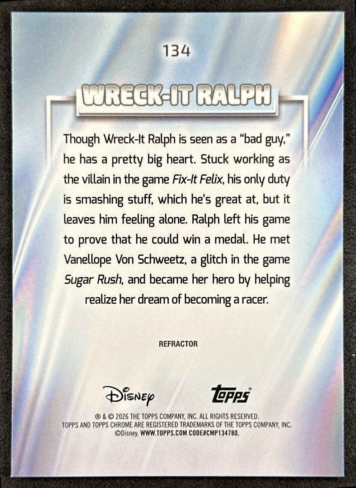 Wreck-It Ralph 2026 Topps Chrome Disney Refractor Back