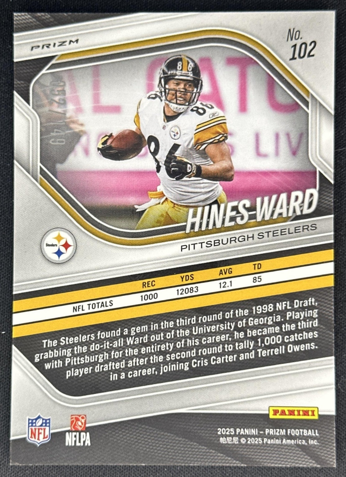 Hines Ward 2025 Panini Prizm Red Wave /149 Steelers Sports Trading Cards