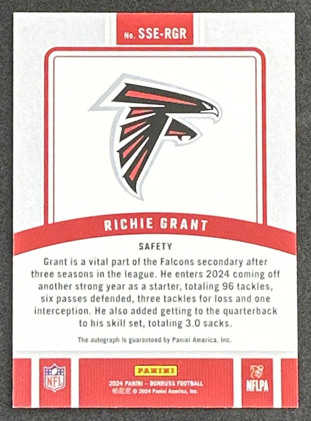 Richie Grant 2024 Panini Donruss Signature Series Falcons