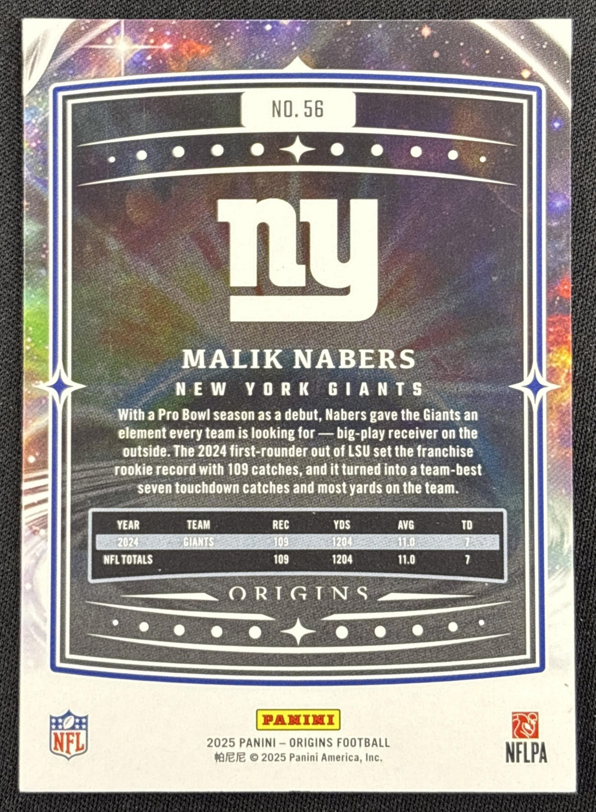 Malik Nabers 2025 Panini Origins Giants