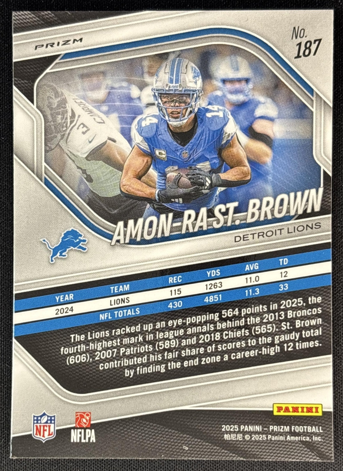 Amon-Ra St. Brown 2025 Panini Prizm Neon Green Pulsar