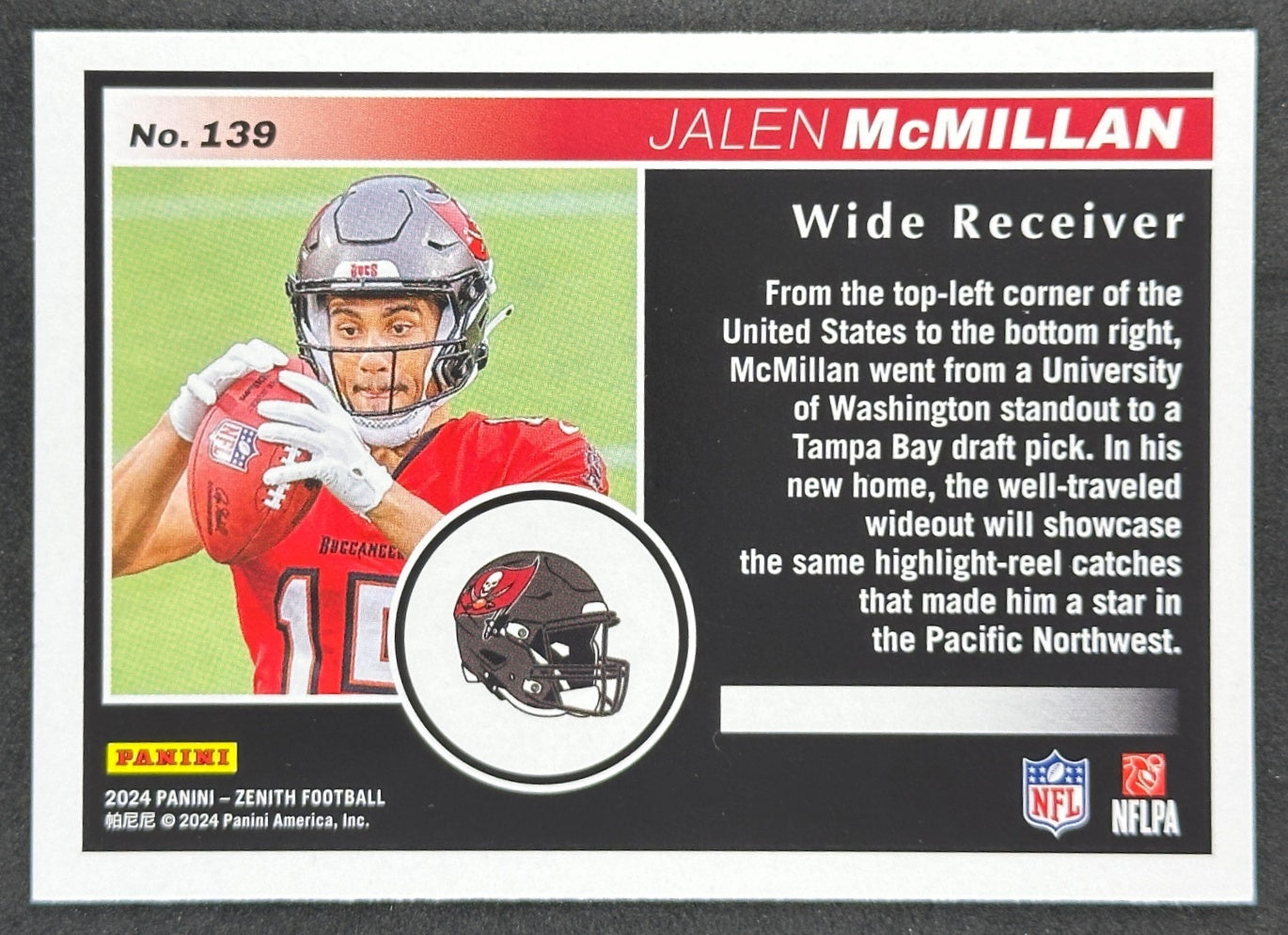 Jalen McMillan 2024 Zenith Rookie Buccaneers Sports Trading Card