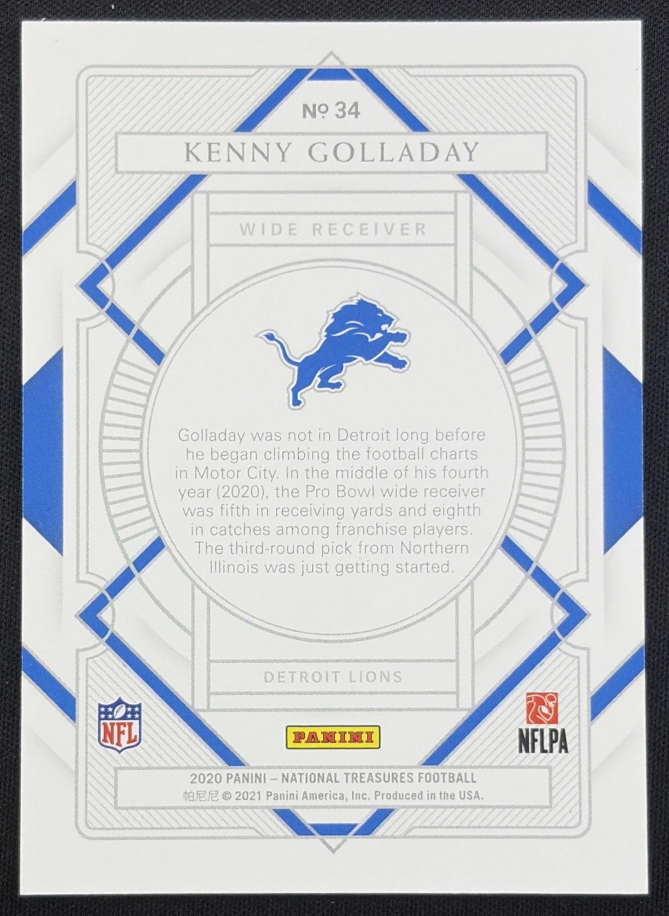 Kenny Golladay 2020 Panini National Treasures /99 Lions