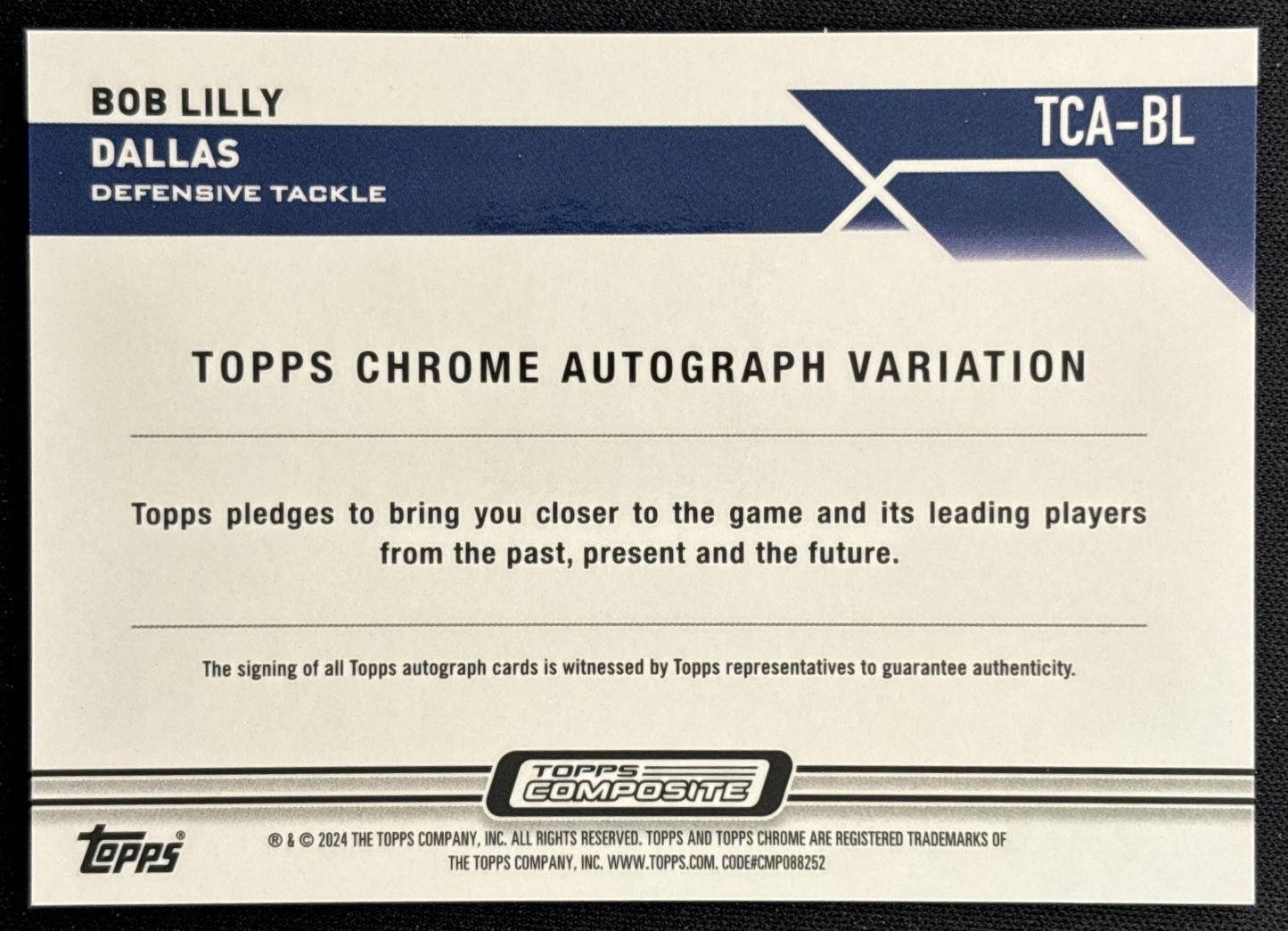Bob Lilly 2024 Topps Composite Auto /150 Cowboys back