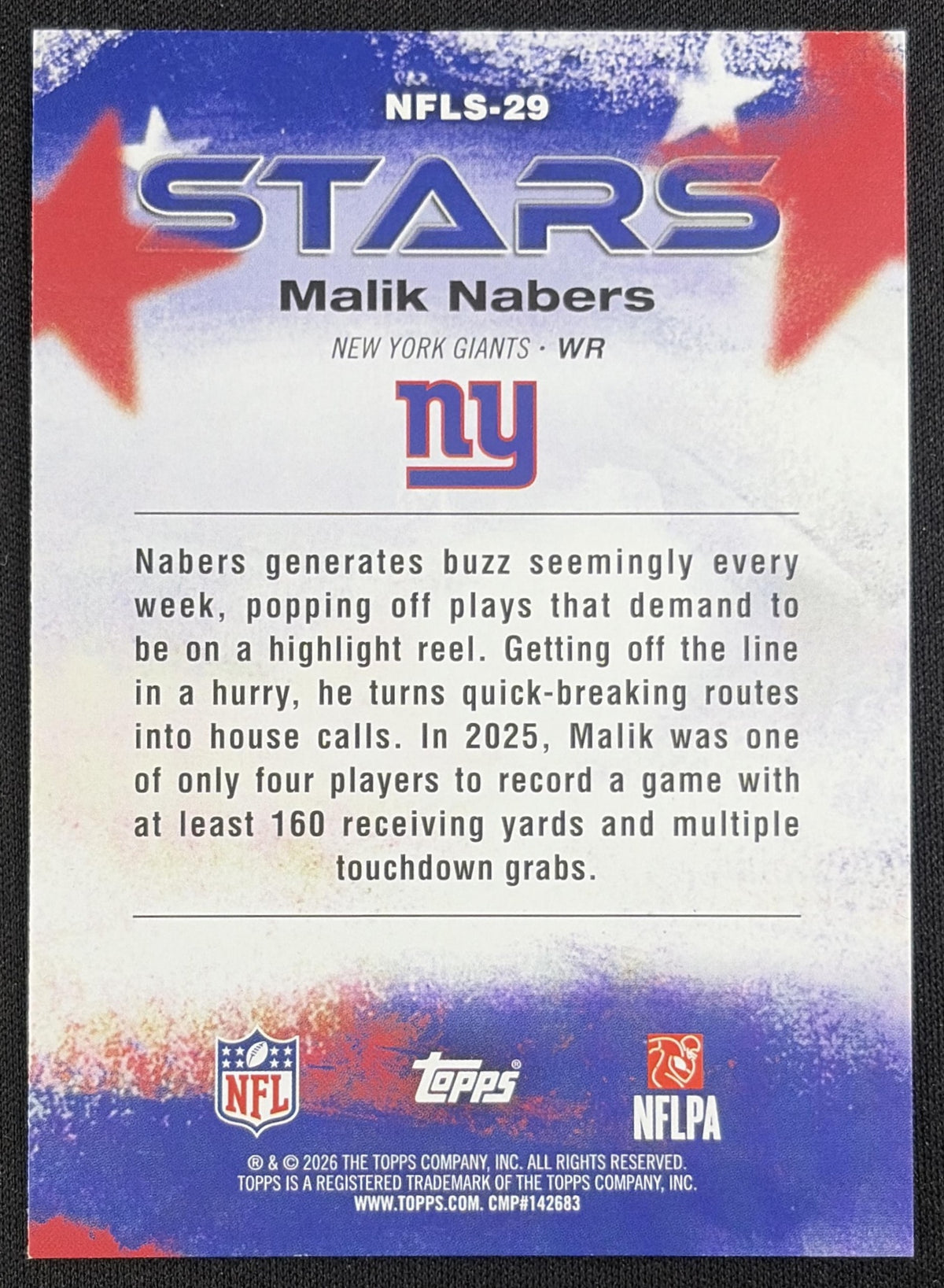 Malik Nabers 2026 Topps NFL Stars Giants