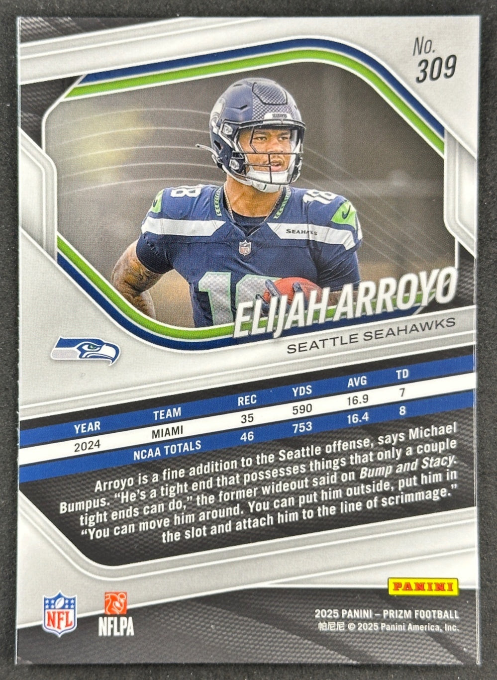 Elijah Arroyo 2025 Prizm Seahawks Football